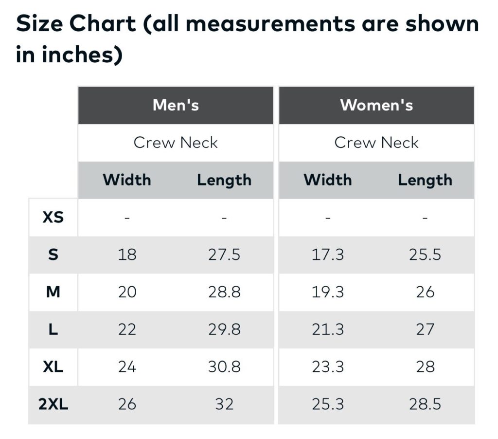 sizechart – My Eclectic Mind