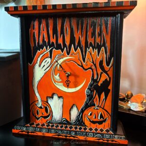 Halloween Hand Painted Wood Clock