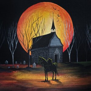 Acrylic Painting the Horseman's Fire Moon