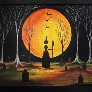 AVAILABLE 11/21 8PM EST Family Garden Autumn Witch Painting FRAMED