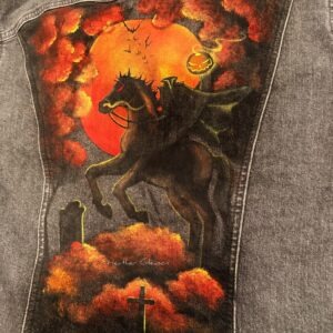 Medium Size Grey Headless Horseman Hand Painted Jean Jacket