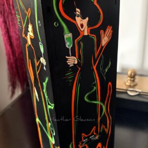 Drink Up Wood Vintage Witch Wine Box
