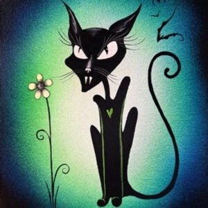 Original Vampy Black Cat Painting