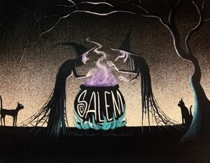 Acrylic Painting Salem Witch Cauldron